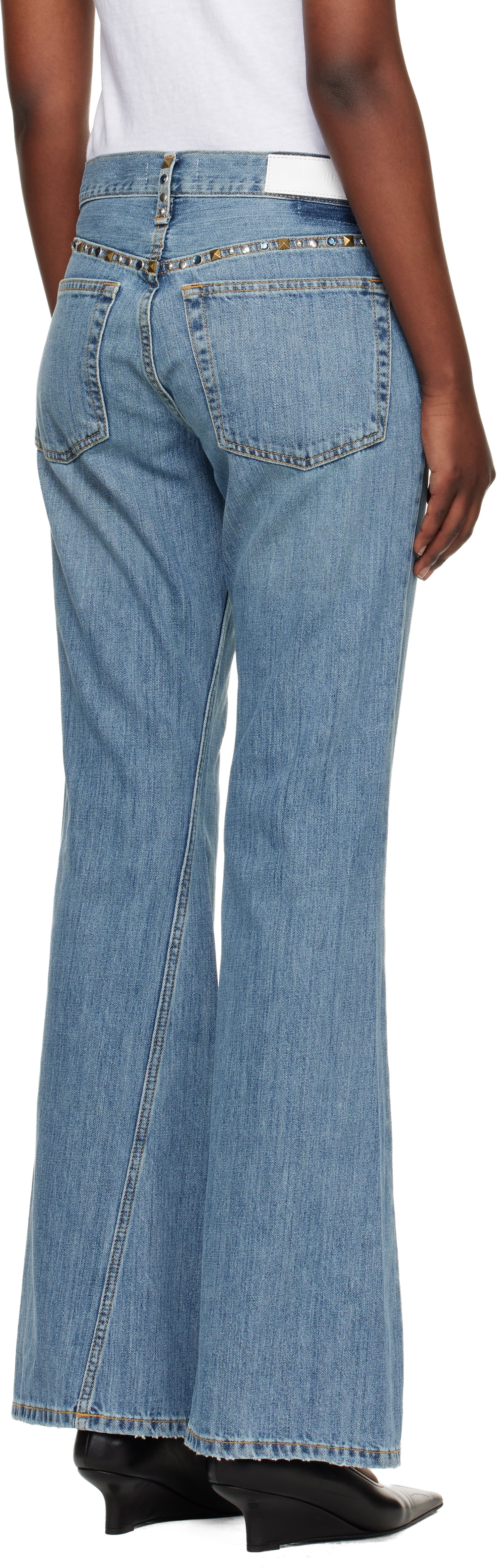 Re/Done Blue Twisted Mid Rise Bootcut Jeans