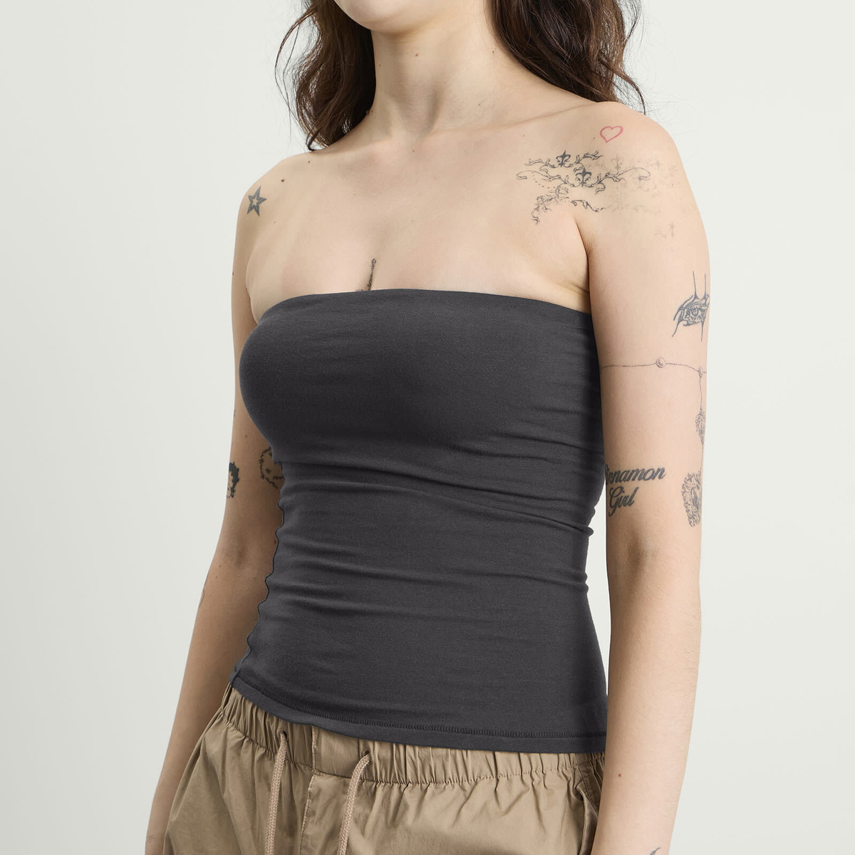 SKIMS Women's Cotton Jersey Tube Top in Soot