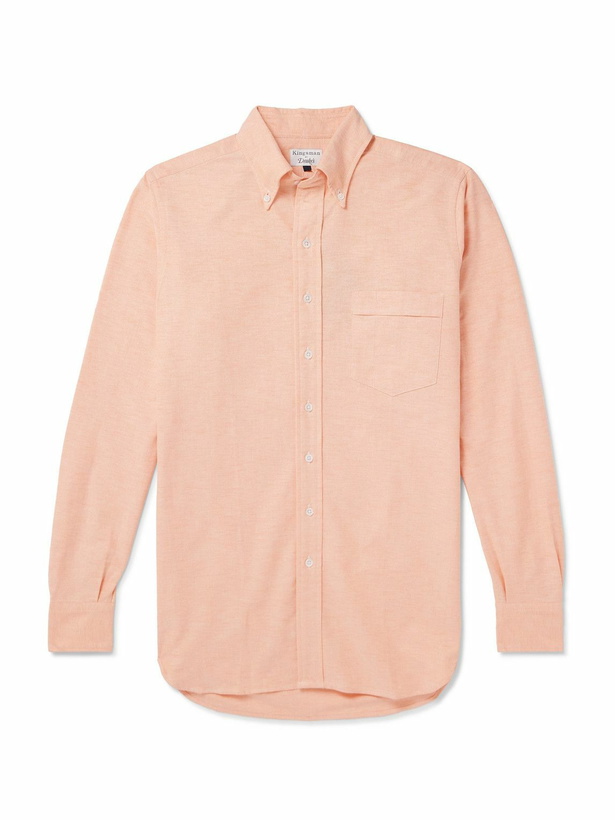 Photo: Kingsman - Drake's Button-Down Collar Cotton Oxford Shirt - Orange