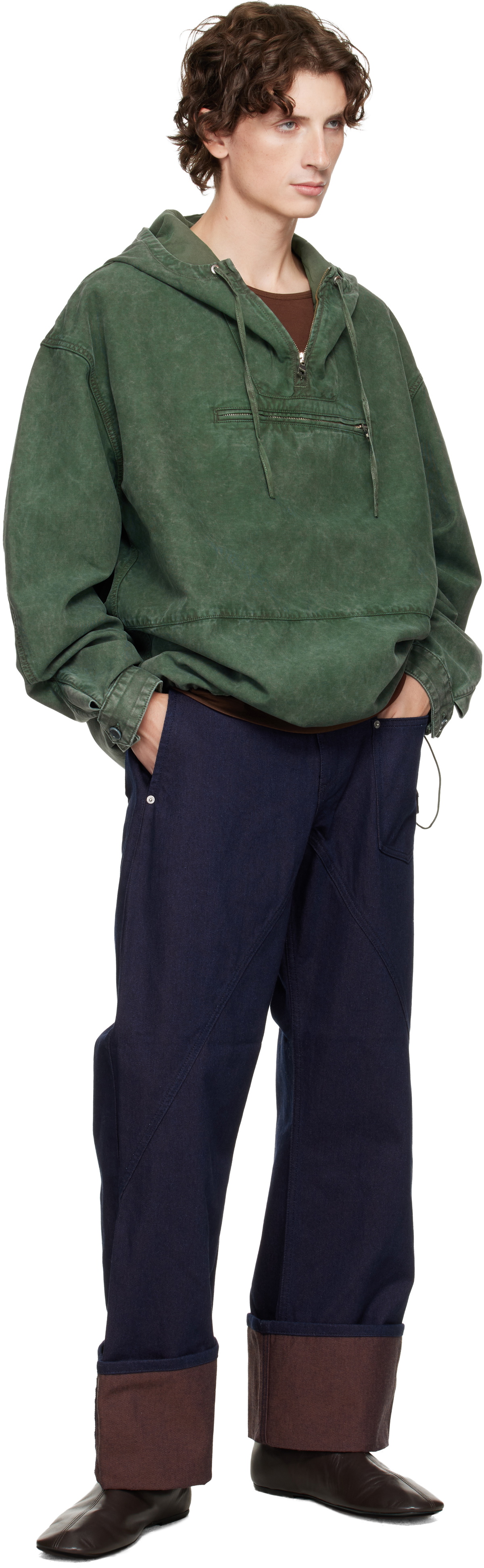 JW Anderson Green Garment-Dyed Anorak Jacket