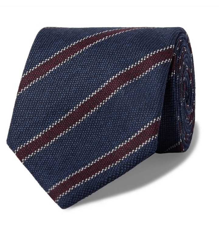 Photo: Bigi - 8cm Striped Wool Tie - Blue