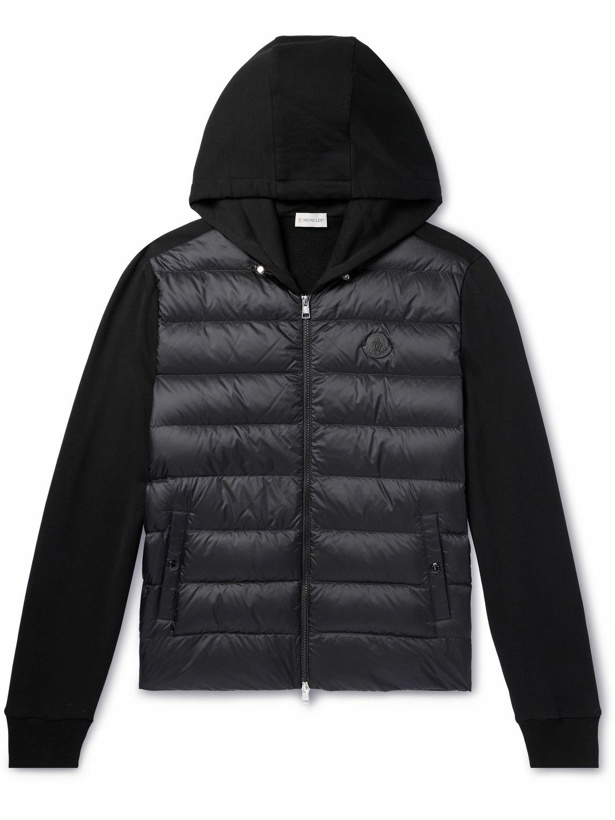 Photo: Moncler - Cotton-Jersey and Quilted Shell Down Jacket - Black