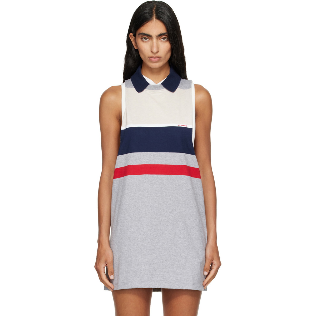 Versace Multicolor Striped Cotton-Jersey Minidress