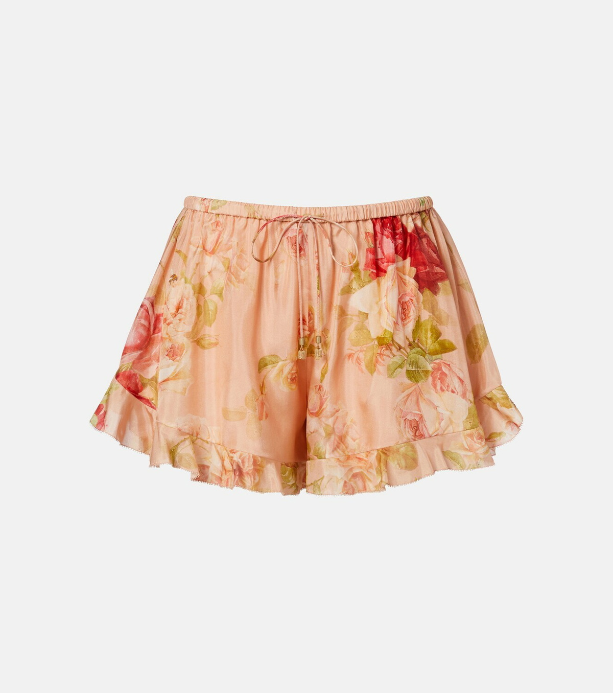 Zimmermann Roselight floral ruffled silk shorts
