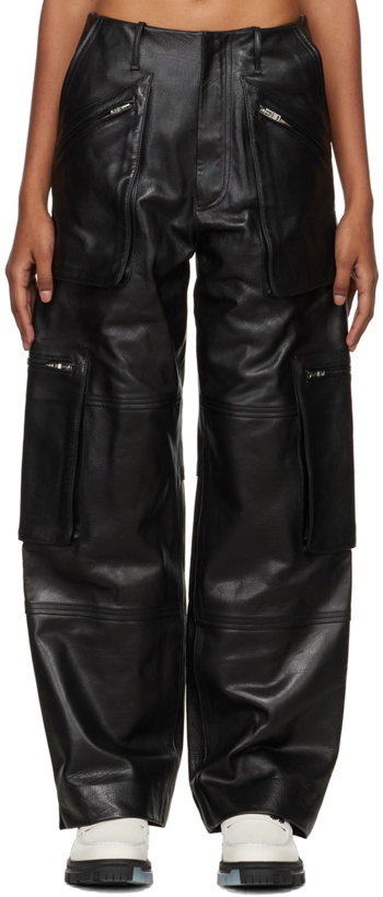 Photo: AMIRI Black Paneled Leather Cargo Pants