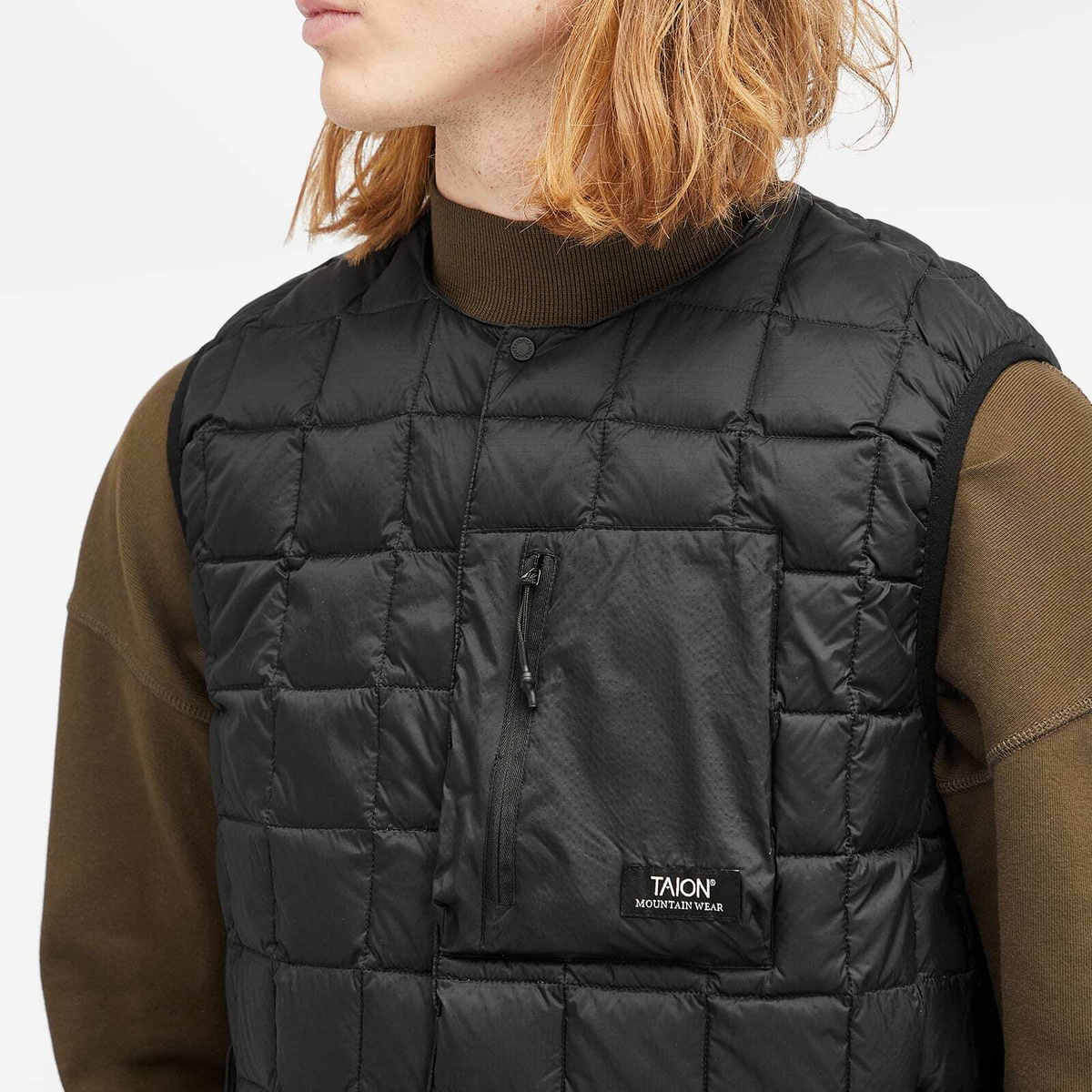 Taion Men's Mountain Crew Neck Light Down Vest in Black Taion Men's Mountain Crew Neck Light Down Vest in Black