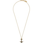 Saint Laurent Gold Enamel Anchor Necklace