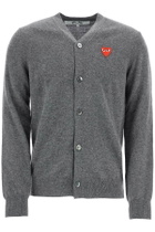 COMME DES GARCONS PLAY cardigan unisex in lana grigio con logo cuore Grey