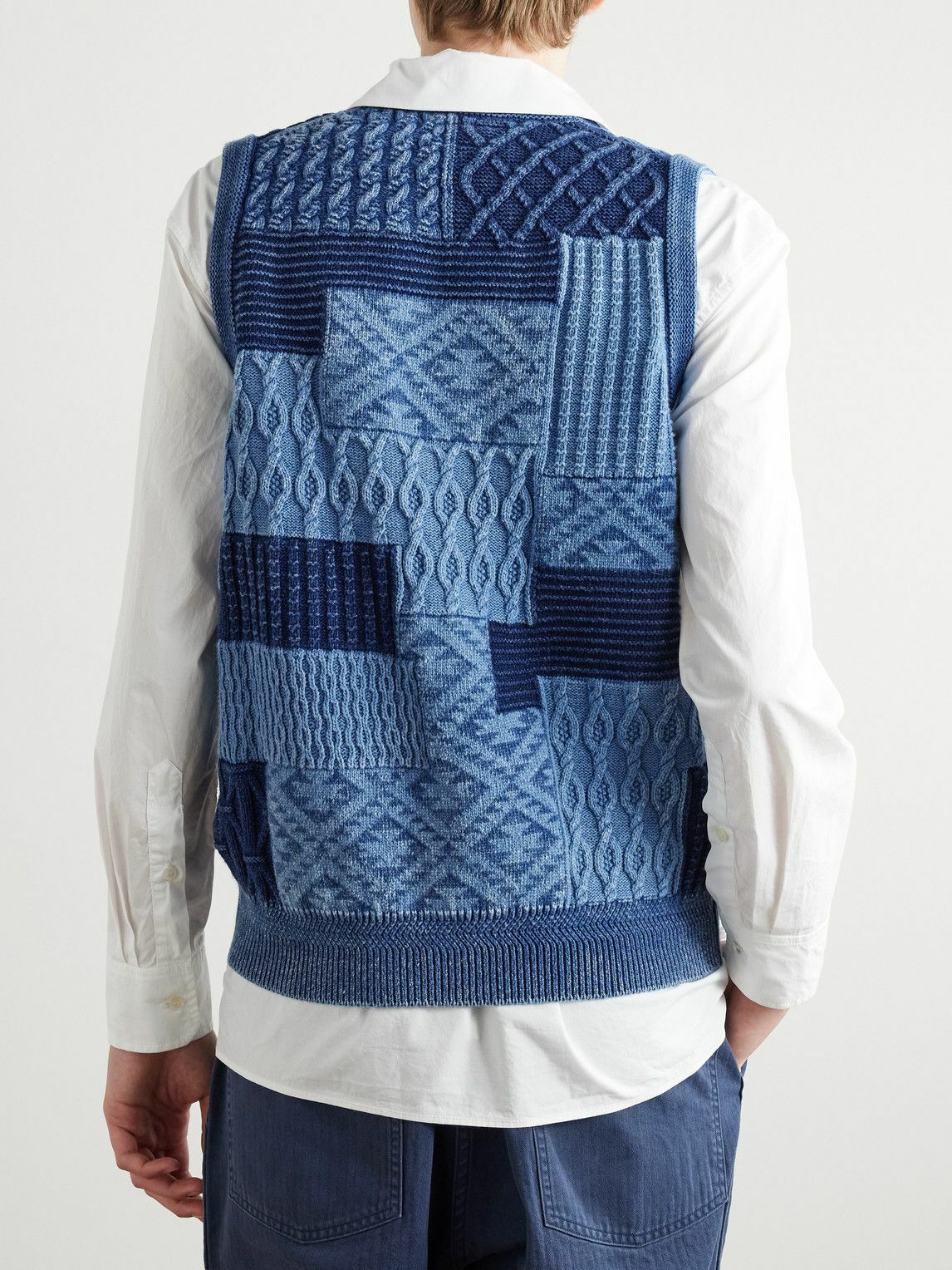 Beams Plus - Patchwork Indigo-Dyed Cotton Sweater Vest - Blue