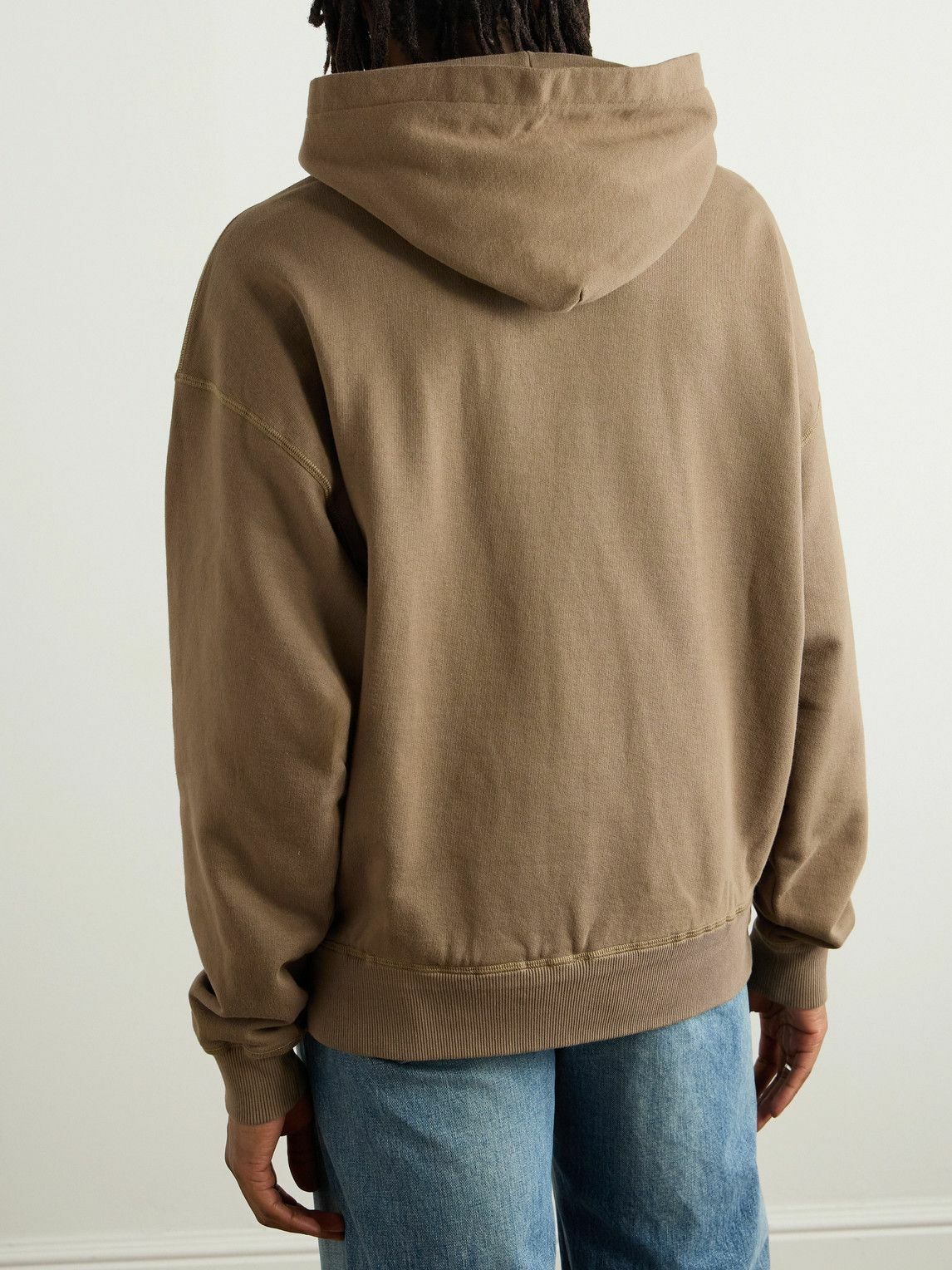 Dolce&Gabbana - Logo-Embossed Cotton-Jersey Hoodie - Brown
