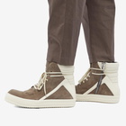 Rick Owens Men's Suede Geobasket Sneakers in Brown/Milk