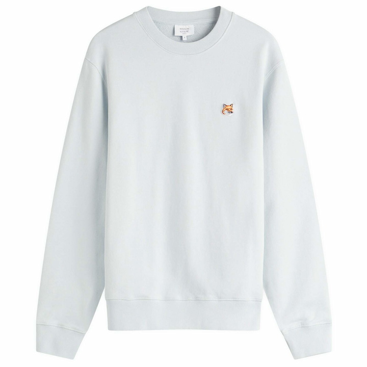 Photo: Maison Kitsuné Men's Fox Head Patch Regular Sweatshirt in Cirrus Blue