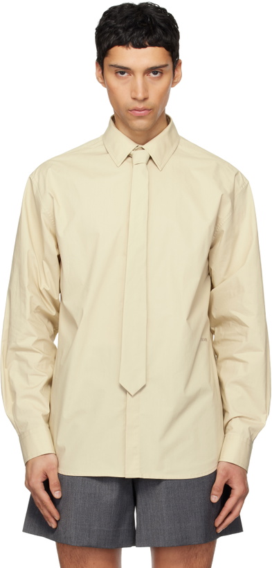 Photo: We11done Beige Solid Tie Shirt