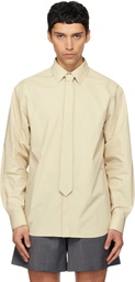 We11done Beige Solid Tie Shirt