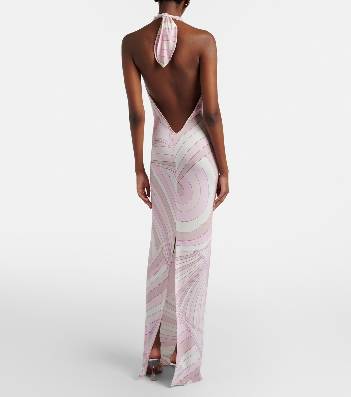 Pucci Iride halterneck satin jersey maxi dress