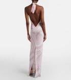 Pucci Iride halterneck satin jersey maxi dress