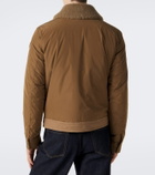 Moncler Shearling-trimmed suede down jacket