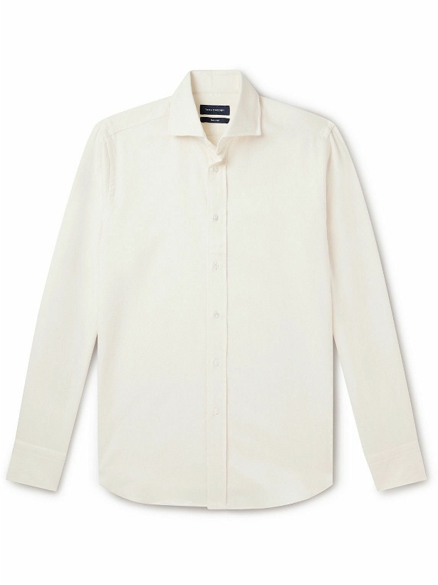 Photo: Thom Sweeney - Cutaway-Collar Cotton-Flannel Shirt - White