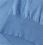 Peter Millar - Suede-Trimmed Merino Wool-Blend Half-Zip Sweater - Blue