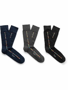 Paul Smith - Pack of Three Striped Organic Cotton-Blend Socks