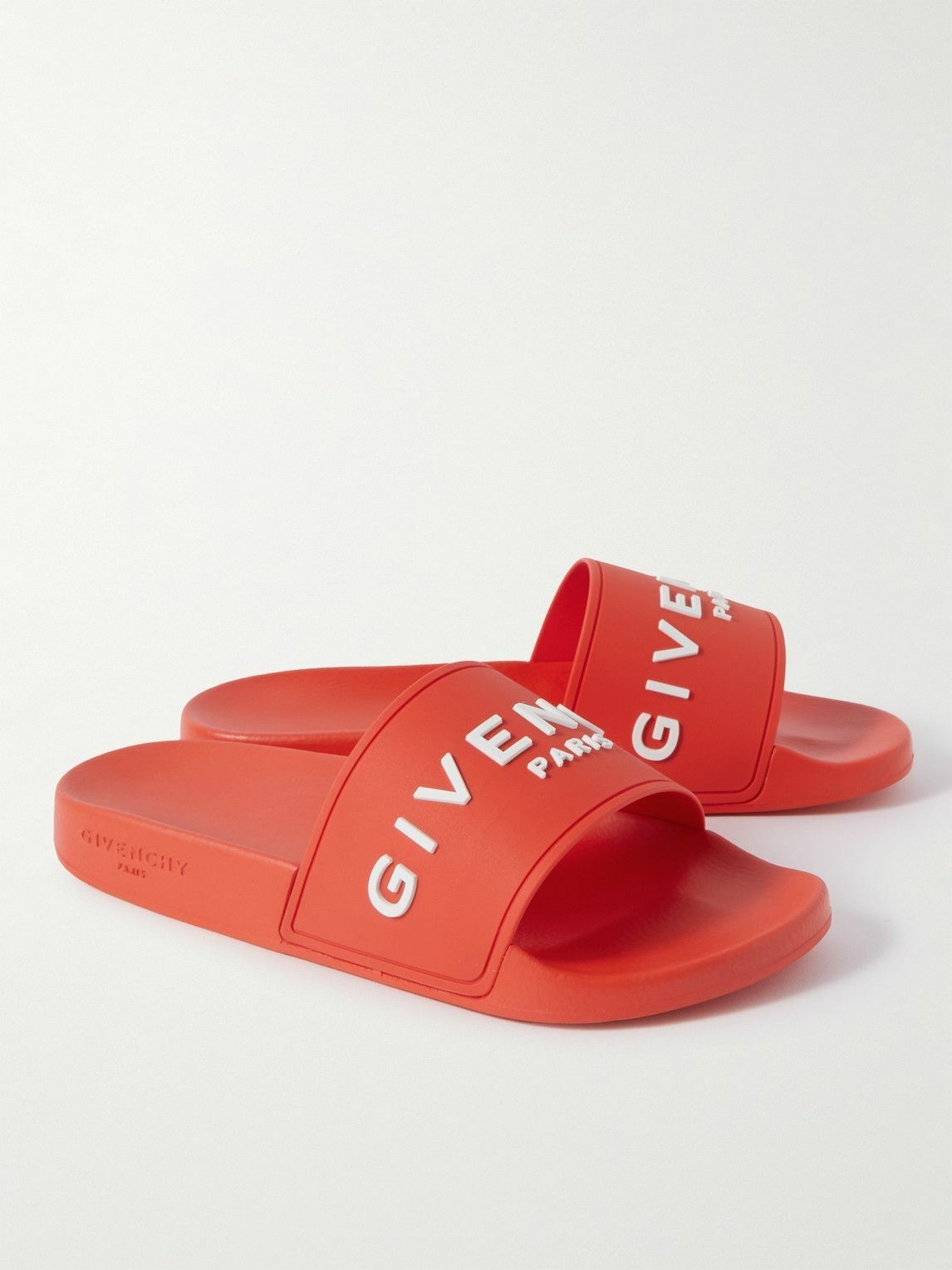 Givenchy - Logo-Embossed Rubber Slides - Orange Givenchy