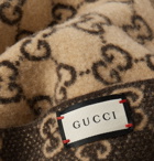 Gucci - Fringed Logo-Jacquard Wool Scarf - Neutrals
