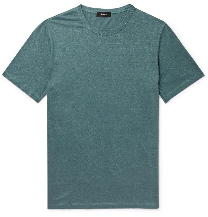 Photo: Theory - Essential Stretch-Linen T-Shirt - Teal