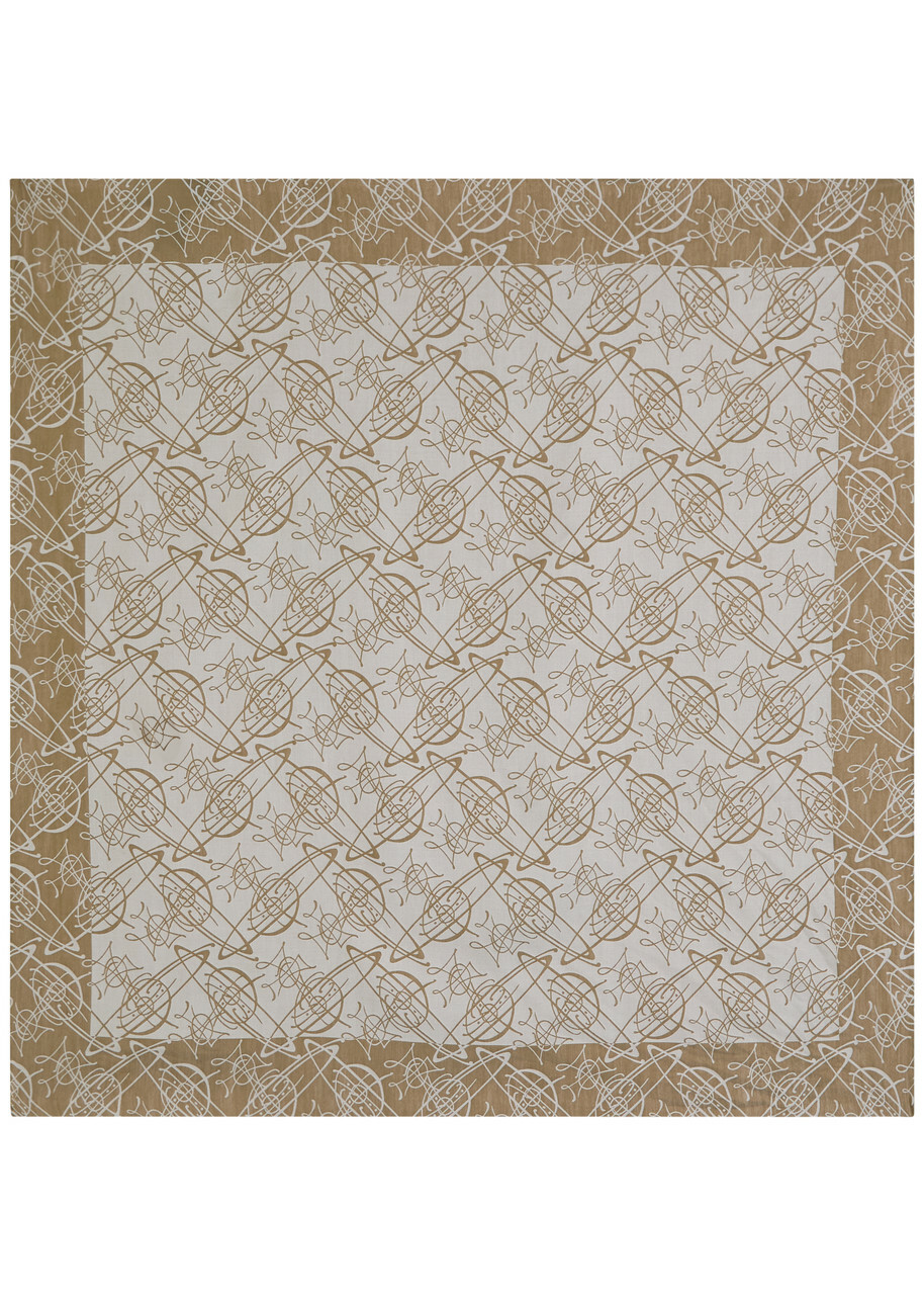 Vivienne Westwood Graffiti Logo-monogrammed Silk and Cotton-blend Scarf - Khaki - One Size