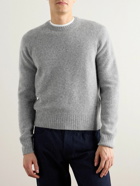 TOM FORD - Slim-Ft Logo-Embroidered Brushed-Cashmere Sweater - Gray