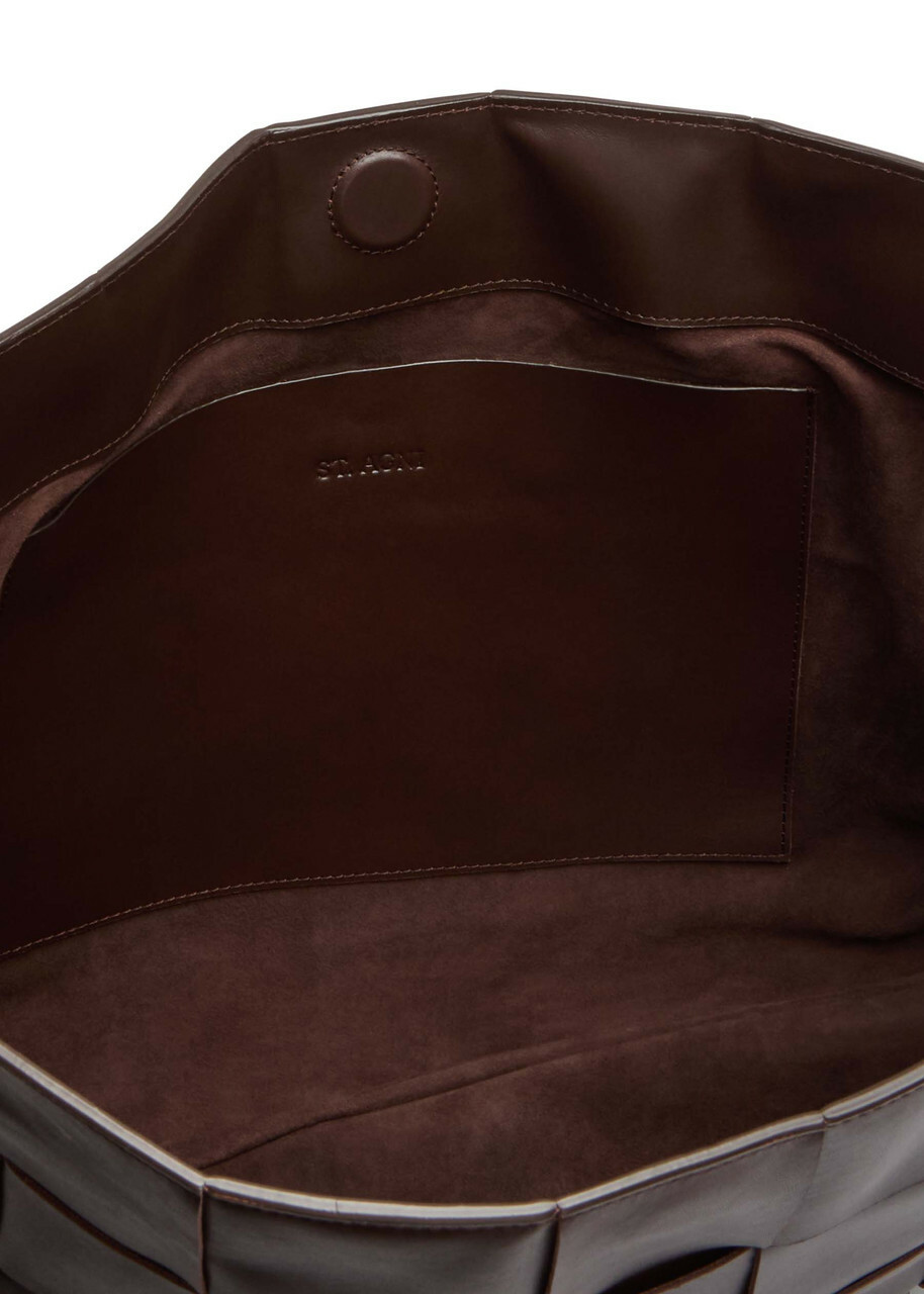 ST. Agni Woven Large Leather Tote - Chocolate - One Size