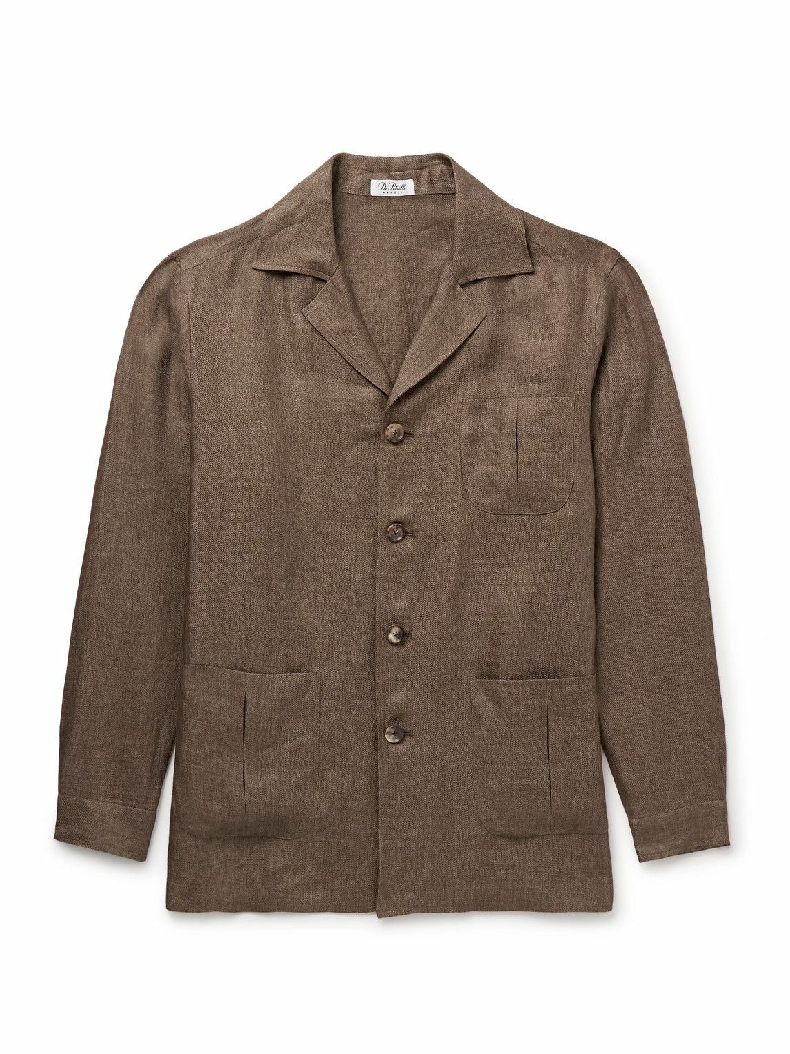 De Petrillo - Slim-Fit Camp-Collar Linen Overshirt - Brown De Petrillo