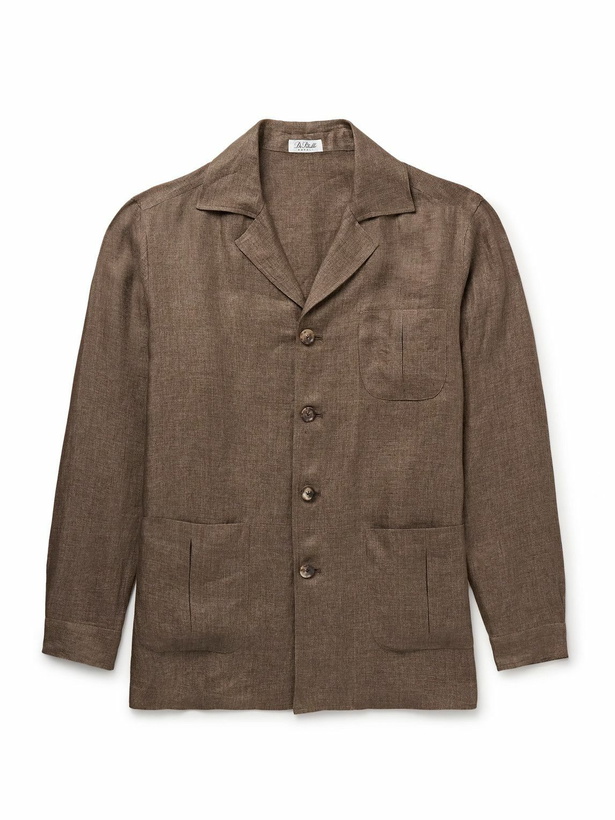 Photo: De Petrillo - Slim-Fit Camp-Collar Linen Overshirt - Brown