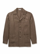 De Petrillo - Slim-Fit Camp-Collar Linen Overshirt - Brown