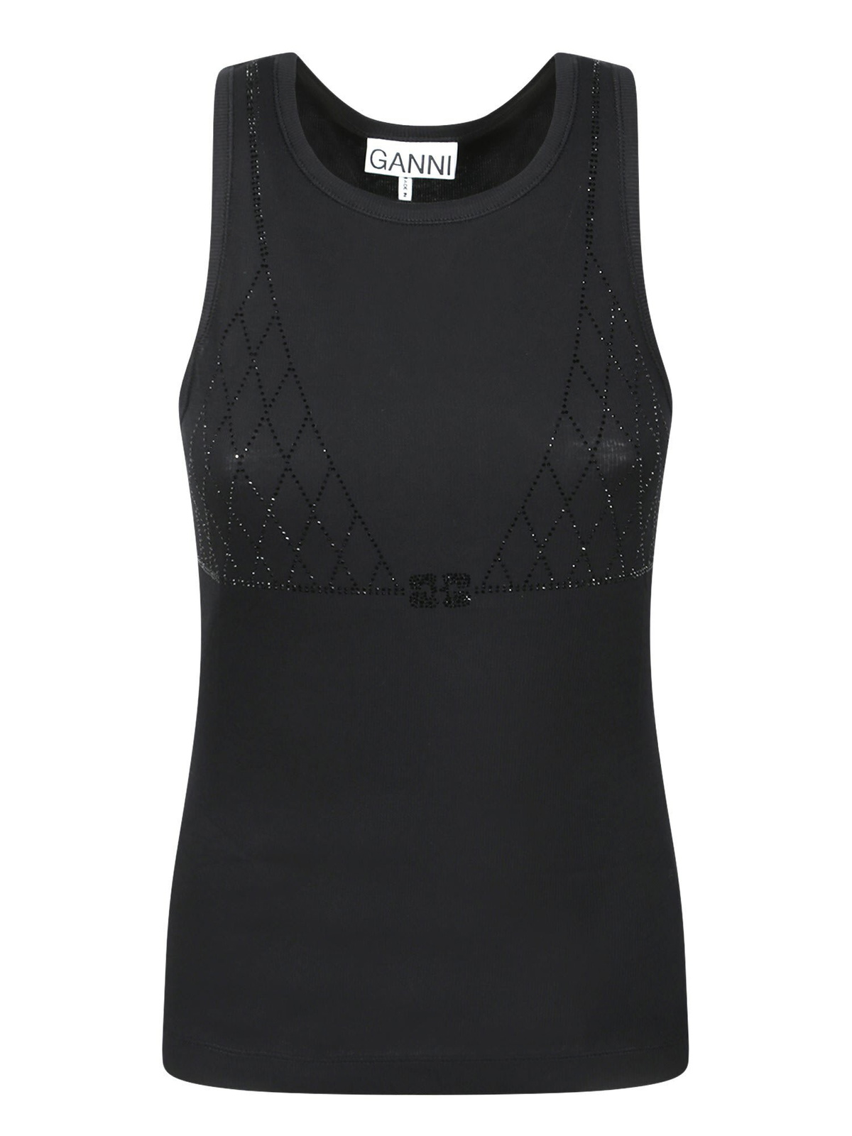 【GANNI】 Soft Cotton Rib Tank Top - BLACK Black Black Soft Cotton Rib Tank Top | GANNI US