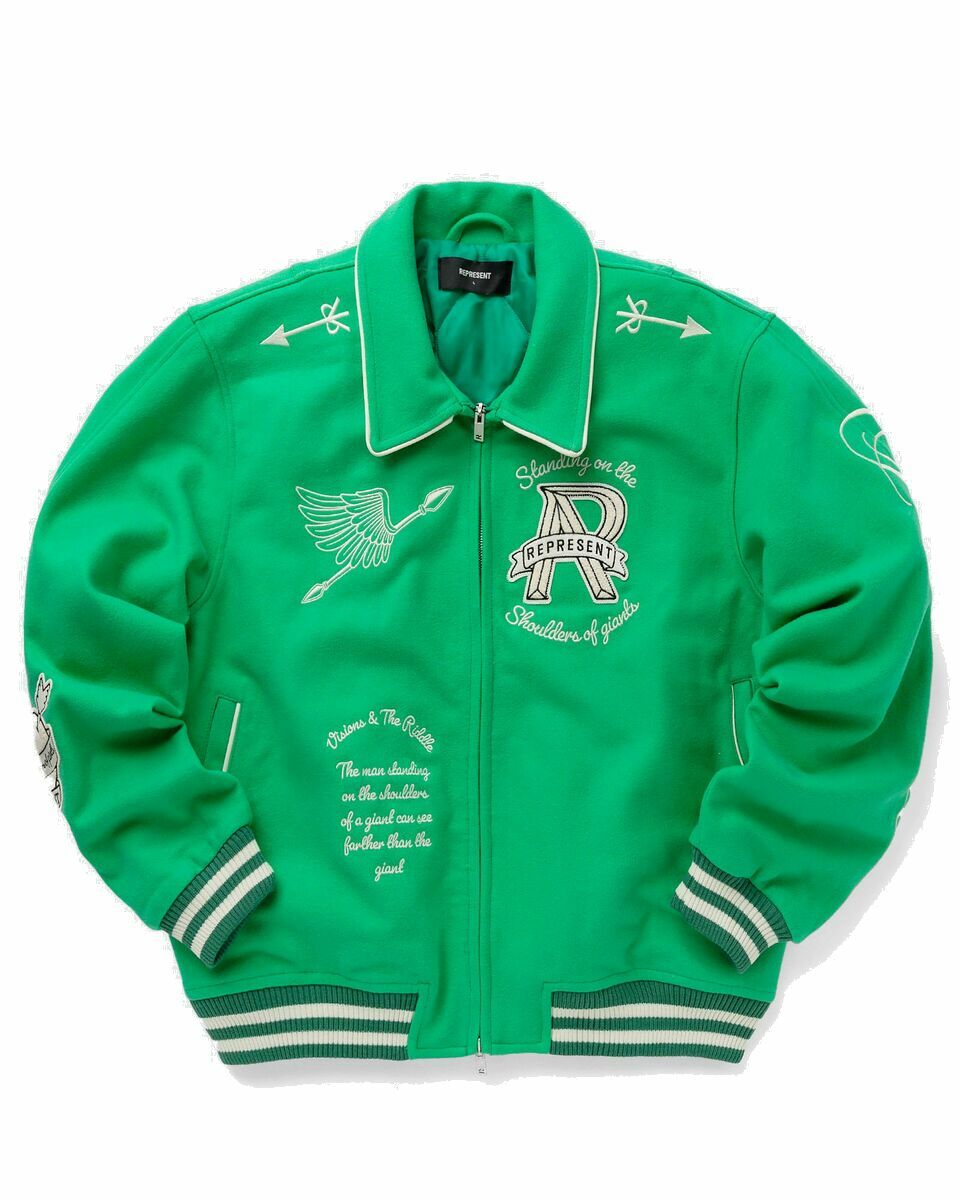 Photo: Represent Cherub Wool Varsity Jacket Green - Mens - College Jackets