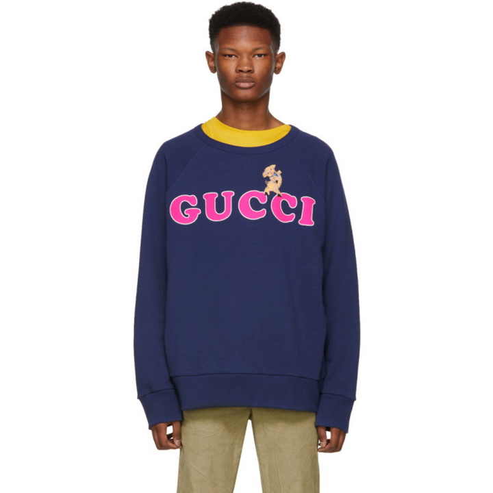 Photo: Gucci Navy Pig Embroidery Sweatshirt