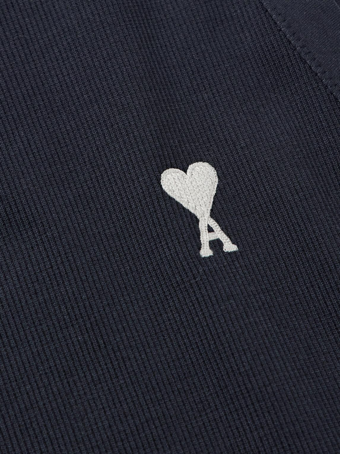 AMI PARIS - ADC Logo-Embroidered Ribbed Stretch Organic Cotton Tank Top - Blue