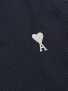 AMI PARIS - ADC Logo-Embroidered Ribbed Stretch Organic Cotton Tank Top - Blue