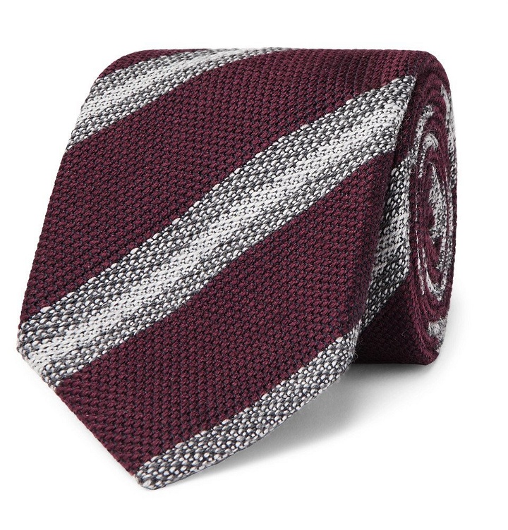 Photo: Brioni - 8cm Striped Wool and Silk-Blend Tie - Burgundy
