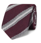 Brioni - 8cm Striped Wool and Silk-Blend Tie - Burgundy