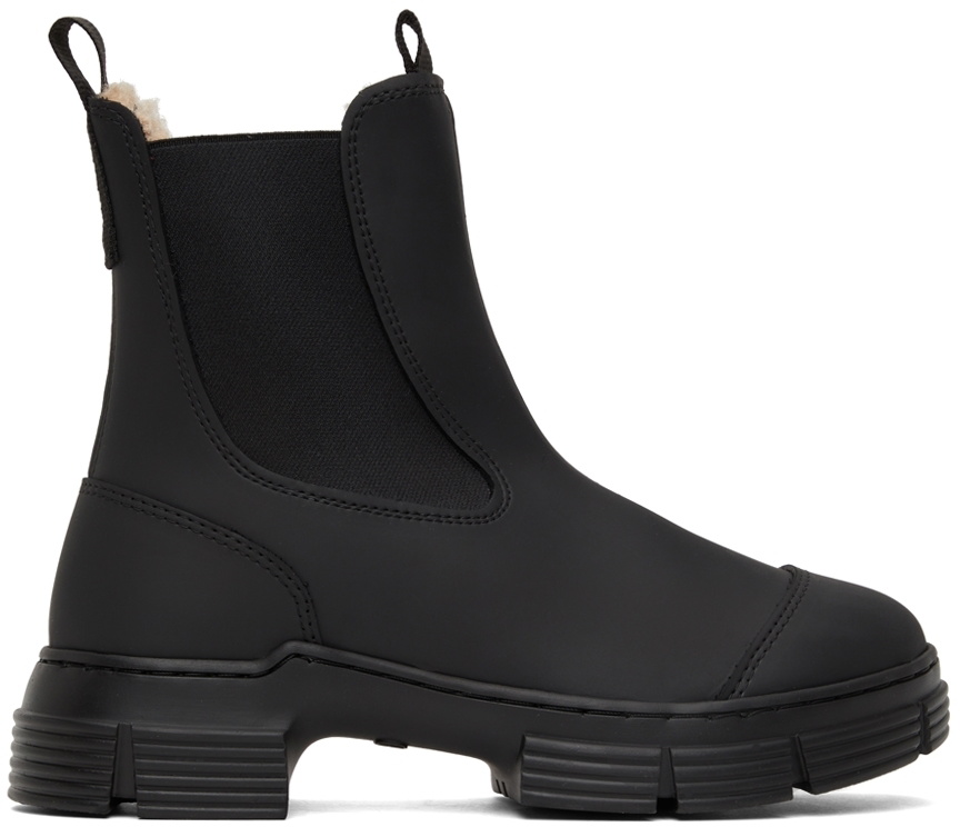 GANNI Black Recycled Rubber Chelsea Boots GANNI