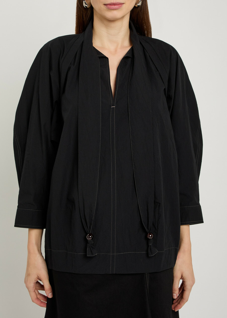 Lemaire Scarf-effect Cotton Blouse Black