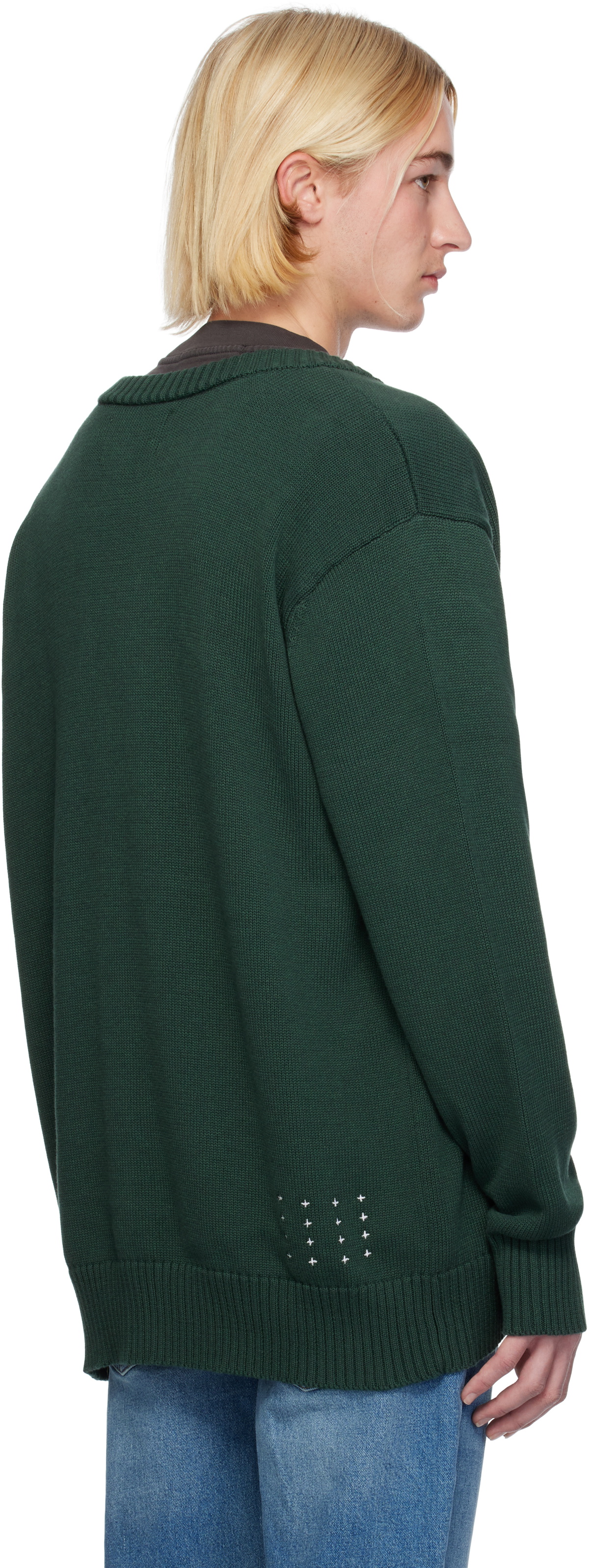 Ksubi Green Dug Out Knit Military Cardigan