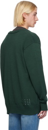 Ksubi Green Dug Out Knit Military Cardigan