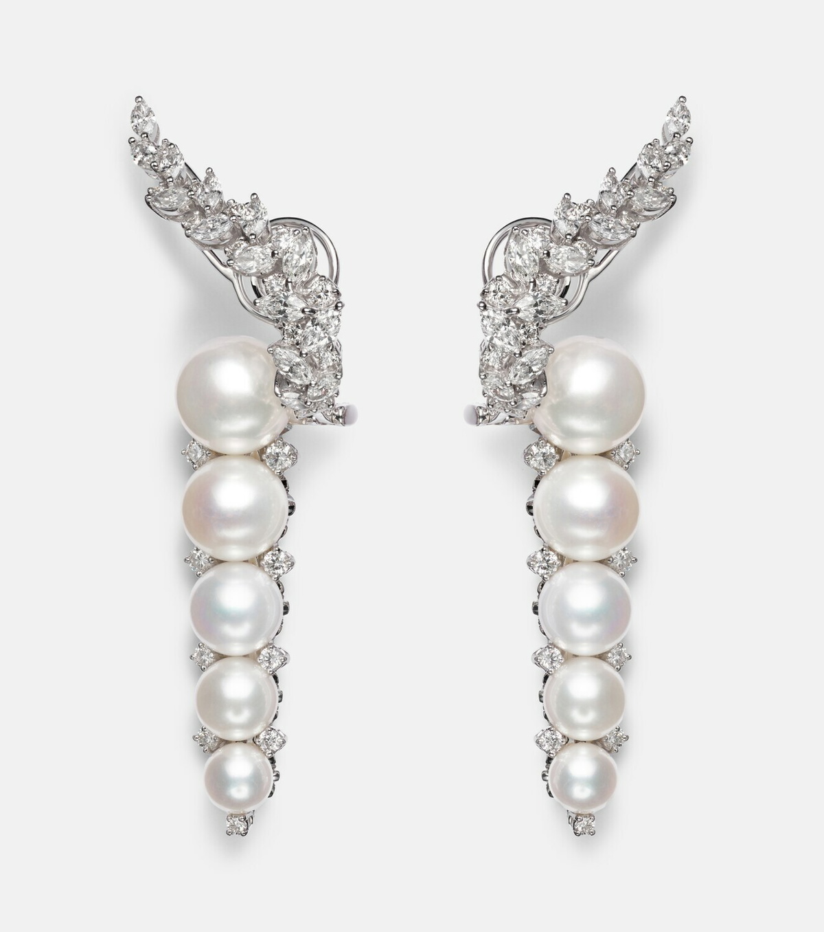 Yeprem Pearlescent 18kt white gold earrings with diamonds and pearls