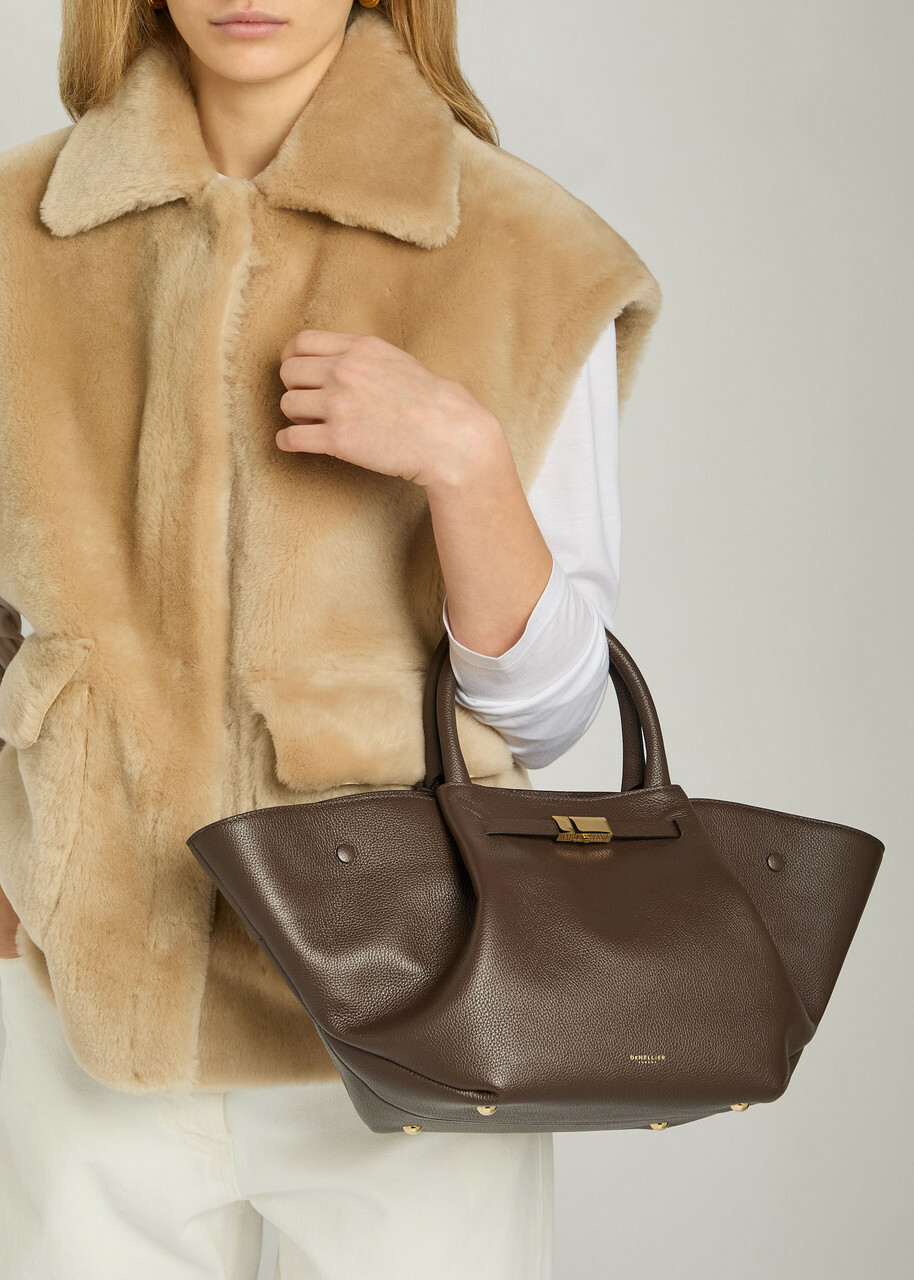 Demellier The New York Midi Grained Leather Tote - Dark Brown - One Size