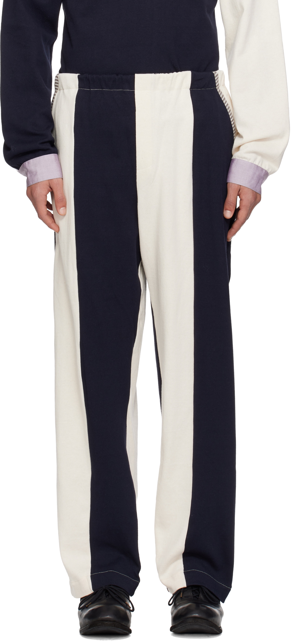 SC103 Off-White & Navy Leap Sweatpants