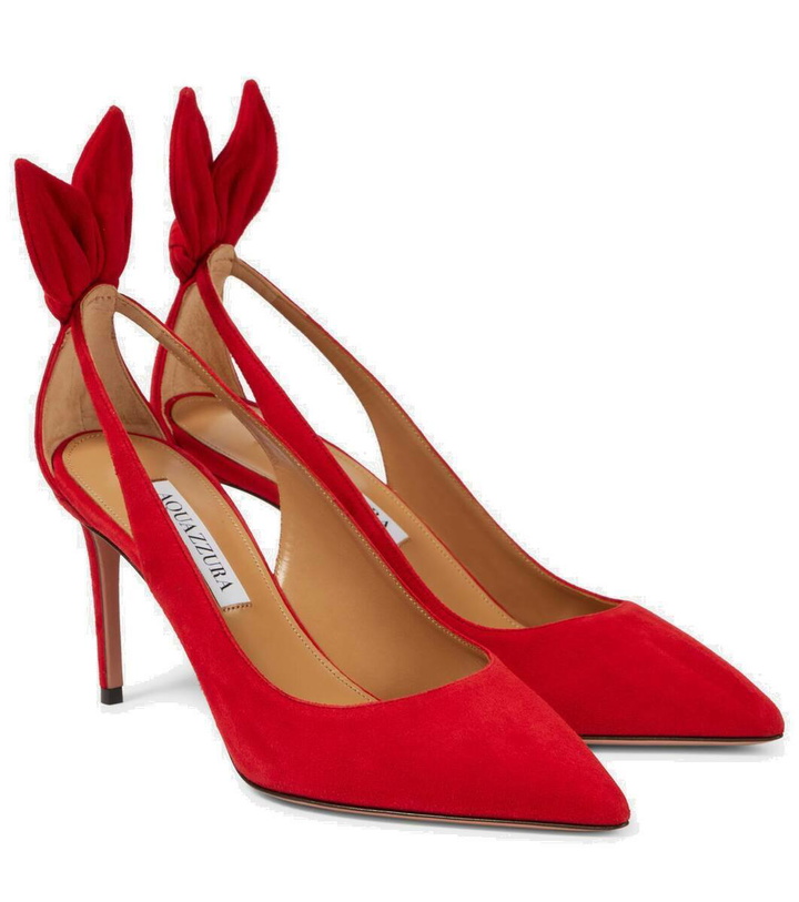 Photo: Aquazzura Bow Tie suede pumps