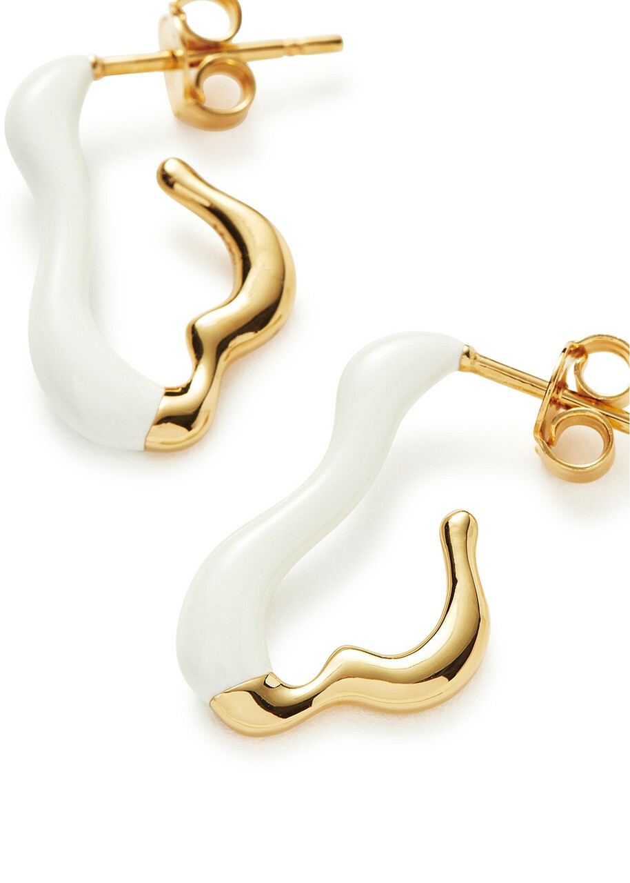 Missoma Squiggle Small Enamel and 18kt Gold-plated Earrings - White - One Size