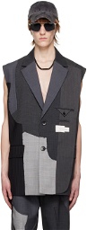 Feng Chen Wang Gray Patchwork Vest